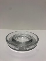 3x glazen asbak asbakken glas 15cm rond met vuurrand en stapelbaar