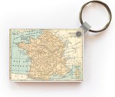 Porte-clés illustration France - Illustration d'une carte ancienne du pays France porte-clés plastique - porte-clés rectangulaire avec photo