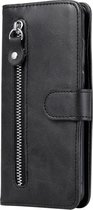 Portemonnee zwart wallet book-case rits hoesje Motorola Moto G9 Plus