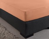 Dekbeddenwereld- hoeslaken- jersey- stretch-Lits-Jumeaux- 180x200+30cm- geschikt voor boxspring- orange