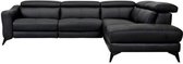 KANSAS Hoekbank rechts 1 elektrisch relax - Zwart leer - L 283 x D 102 x H x 74 cm