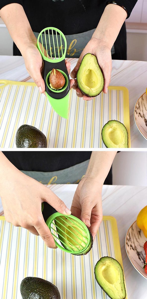 OXO Good Grips - Cortador de aguacate 3 en 1, color verde