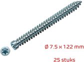 TQ4U kozijnschroef 7.5 x 122 mm | verzinkt | verzonken schroefkop T30 | 25 stuks