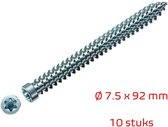 TQ4U kozijnschroef 7.5 x 92 mm | verzinkt | verzonken schroefkop T30 | 10 stuks