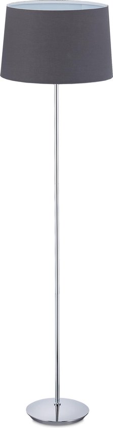 Relaxdays staande lamp woonkamer - vloerlamp met lampenkap - E27 fitting - 148.5 cm hoog - grijs