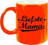 Liefste mama mok / beker neon oranje voor Moederdag/ verjaardag 330 ml