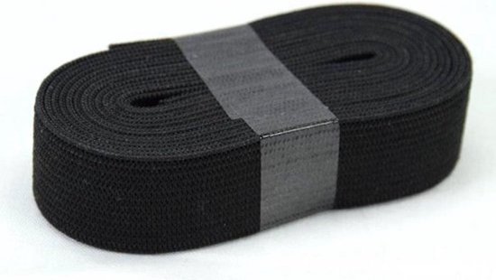 bandelastiek 25 mm x 2,5 m zwart - goede kwaliteit band elastiek -  kledingelastiek - elga | bol.com