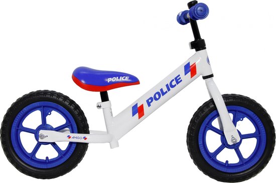 AMIGO Police - Loopfiets 12 inch - Jongens - Wit/Blauw