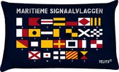 Sierkussen - Buitenkussen Seinvlaggen Alfabet Donkerblauw Bootkussen Waterafstotend - Multicolor - 60 Cm X 40 Cm