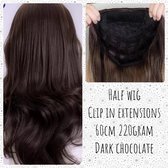 Clip In Extensions half wig halve pruik bruin net echt haar dik&vol
