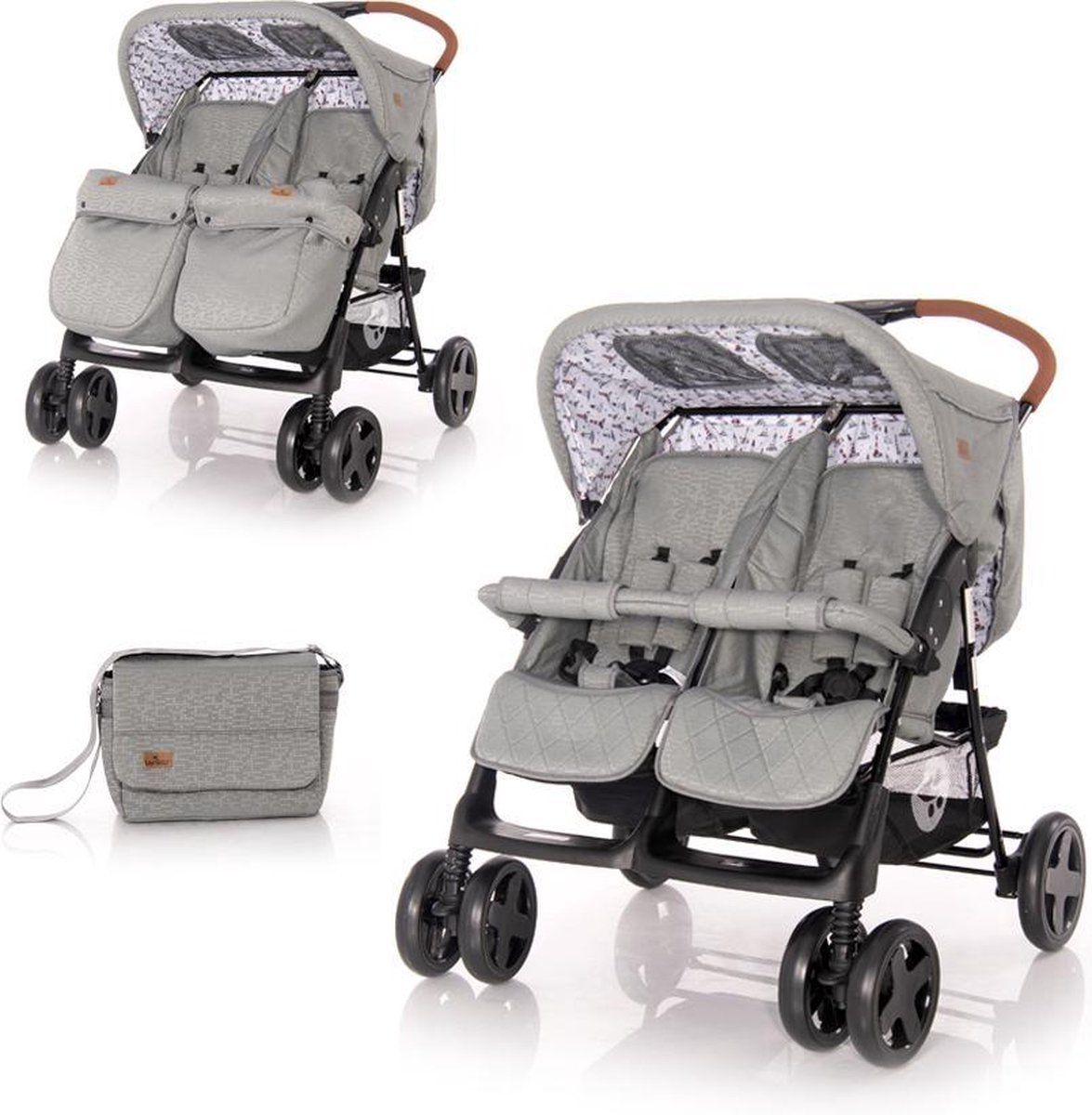 Lorelli Twin Duo buggy - 84 B - Tweelingbuggy met beenkappen en regenhoes |  bol.com