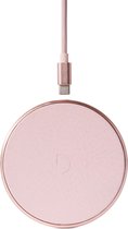 DECODED FastPad Wireless Charger Qi |Metalen Disc, Leren Pad | 10W / 7,5W - Rose / Silver Pink
