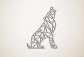 Line Art - Wolf 7 - XS - 30x22cm - EssenhoutWit - geometrische wanddecoratie