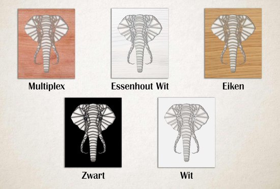 Line Art - Elephant square 3 - M - 74x60cm - Multiplex - décoration murale géométrique
