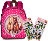 Fabrizio Rugtas Paarden-Peuter rugzak Roze 29cm hoog , incl. set Paardenstickers