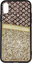Shieldcase Kaarthouder glitter goude case geschikt voor Apple iPhone X / Xs