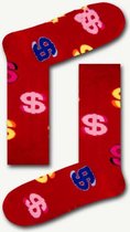 Joyful Socks "Happy Dollar Mix 2 Package", Giftbox met 3 paar sokken, 3 verschillende kleuren met 3 x verschillende prints, maat 37 - 43. NU MET HOGE KORTING OP DE ADVIESPRIJS!!!