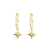 Little star with diamond hoops - Goud