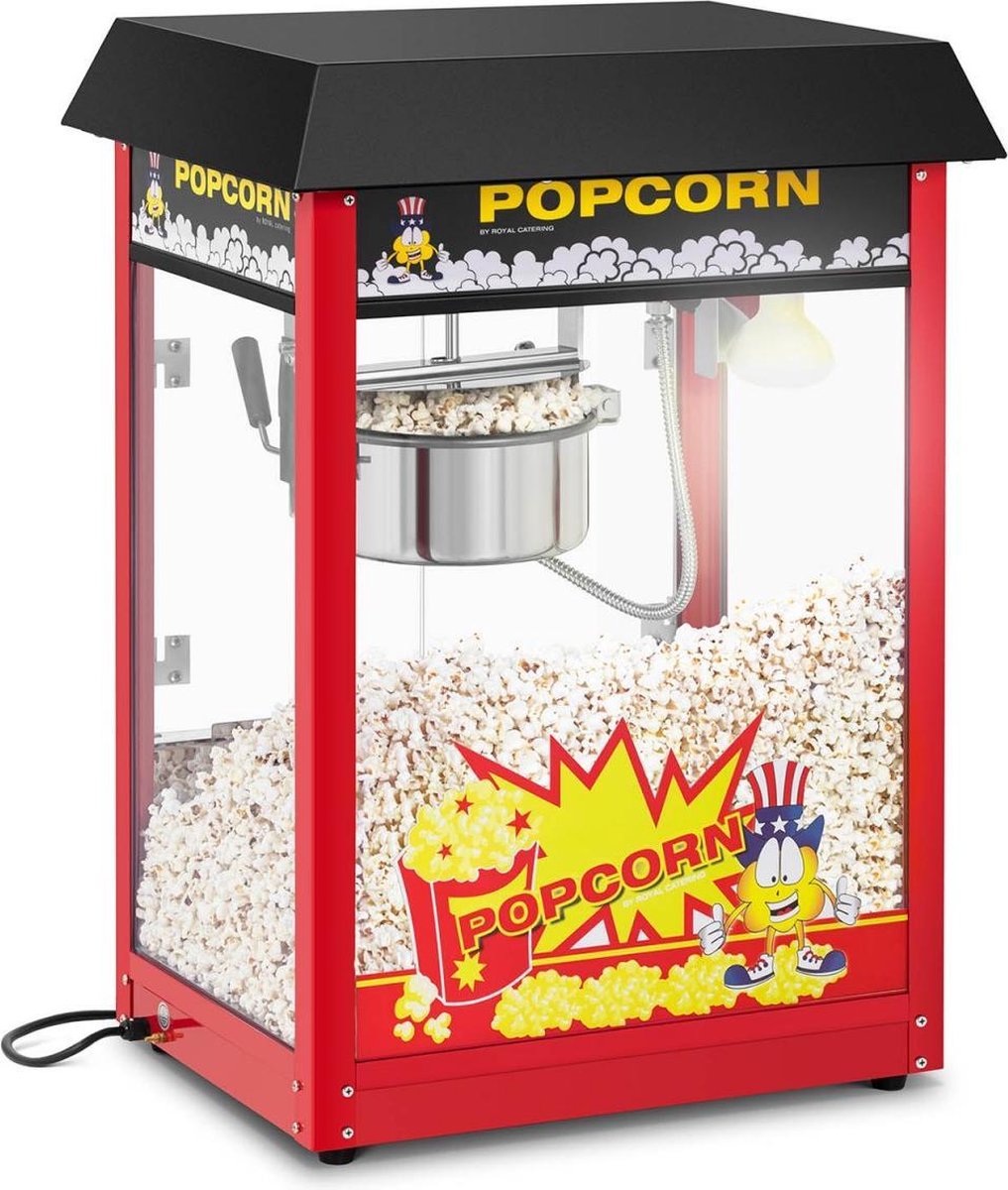 Royal Catering Popcorn Machine 120 s werkcyclus zwart dak