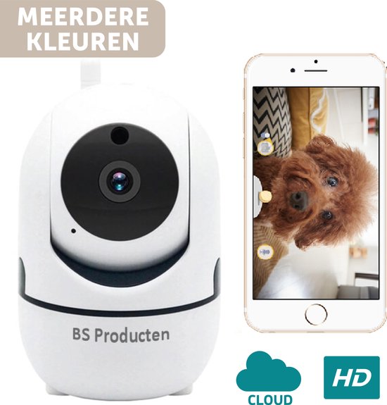 Beveiligingscamera - Huisdiercamera - WiFi - Beweeg en geluidsdetectie - Werkt met app - Wit