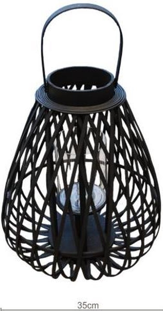 Lantaarn Windlicht Bamboe zwart van PH 35x35xH42.5 windlicht bol.com