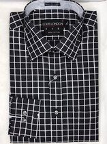 overhemden Casual| SLIM FIT | 100 % Katoen| Zwart kleur/ witte print| maat EU40