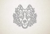 Line Art - Hond - Border Collie - XS - 25x26cm - Wit - geometrische wanddecoratie