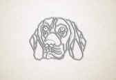 Line Art - Hond - Beagle - XS - 22x30cm - EssenhoutWit - geometrische wanddecoratie