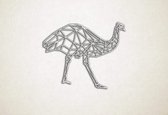 Line Art - Struisvogel 1 - XS - 24x30cm - EssenhoutWit - geometrische wanddecoratie
