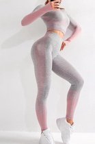 Sport set legging & crop shirt | grijs roze | maat L