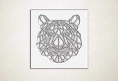 Line Art - Tijger vierkant - S - 45x45cm - Wit - geometrische wanddecoratie