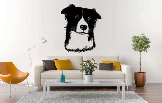 Décoration murale - Curious Border Collie - S - 55x45cm - décoration murale - Line Art