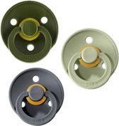 Bibs Fopspeen 3 stuks 6-18 maanden | Hunter Green, Sage, Iron