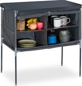 relaxdays campingkast opvouwbaar - campingkeuken - kampeerkast - 4 vakken - compact