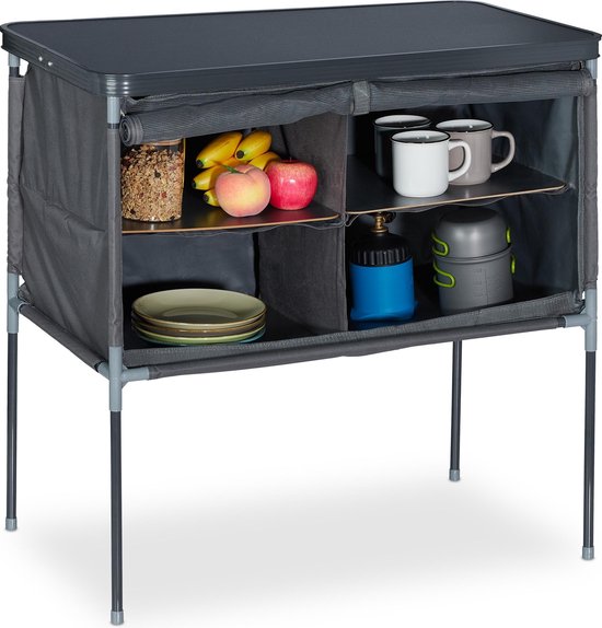 BERGER Tampere L Campingkeuken Campingkast Opvouwbaar Met Opbergvakken Incl Opbergtas Outdoor Camping Keuken Keukenkast Aluminium Frame 3008037197