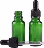 Groen pipetflesje 20 ml met spraydop/verstuiver - glazen pipetfles - aromatherapie