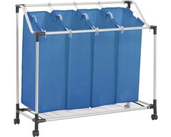 vidaXL - Wassorteerder - met - 4 - zakken - staal - blauw