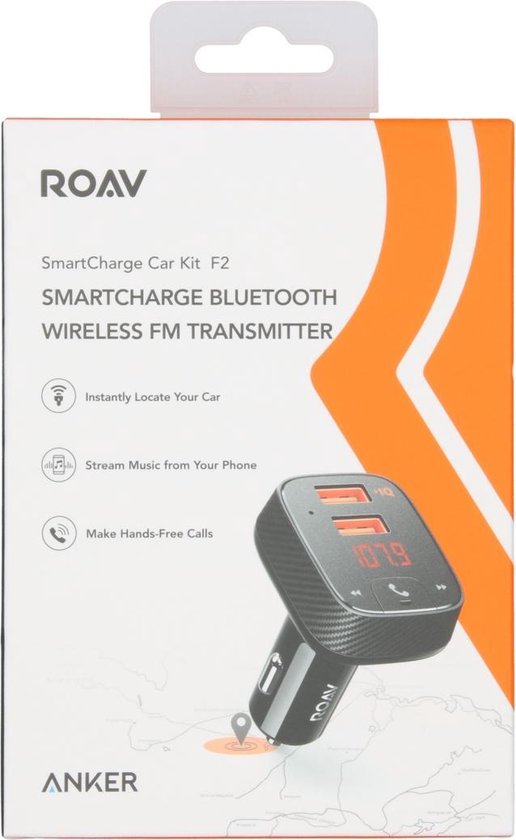 Anker ROAV SmartCharge F2 Bluetooth FM Transmitter / Autolader Zwart