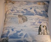 By Eef - sierkussenhoes- 50x50- handgemaakt, ijsberen, poolvossen, pinguïns, walrussen, zeehonden