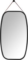 QUVIO Spiegel / Wandspiegel / Hangende spiegel / Halspiegel - Bamboe - Zwart