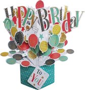 3D Pop-up wenskaart met envelop – Happy Birthday - Balloons