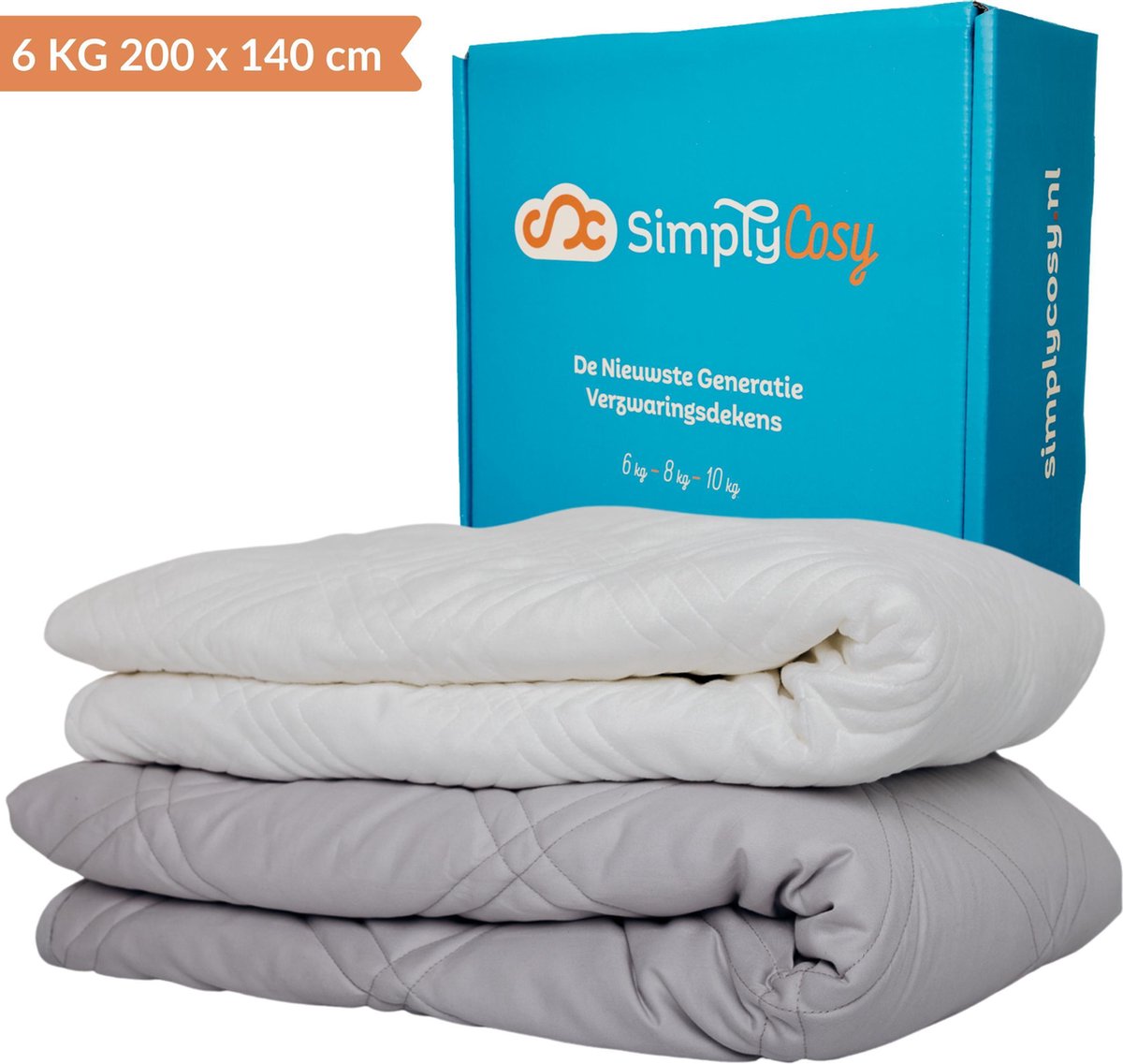 Simply Cosy Verzwaringsdeken Set 6 KG Weighted Blanket Beter Slapen – Wasbare Warme Hoes – 200 x 140 – Wit Minky Wit 6 KG