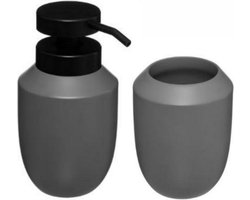 Badkamer set Scandinavic – Zeeppompje & Beker – Grijs