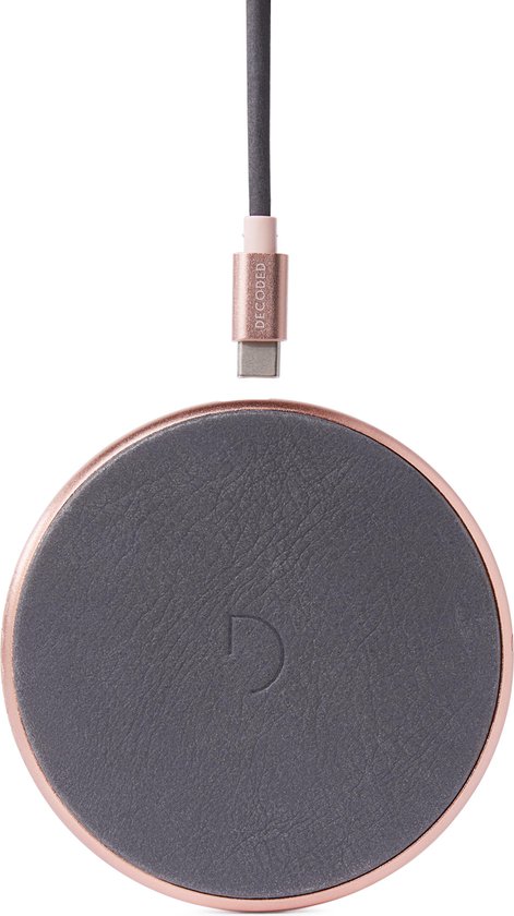 DECODED FastPad Wireless Charger Qi |Metalen Disc, Leren Pad |10W / 7,5W -  Antraciet /... | bol.com