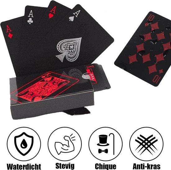 Thumbnail van een extra afbeelding van het spel MyStand® Luxe Speelkaarten Waterdicht | Special Edition Pokerkaarten - Poker Kaartspel - Spel Kaarten | Rood/Zwart