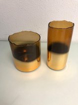 Kaarsen kandelaar bruin/goud - Set van 2 stuks
