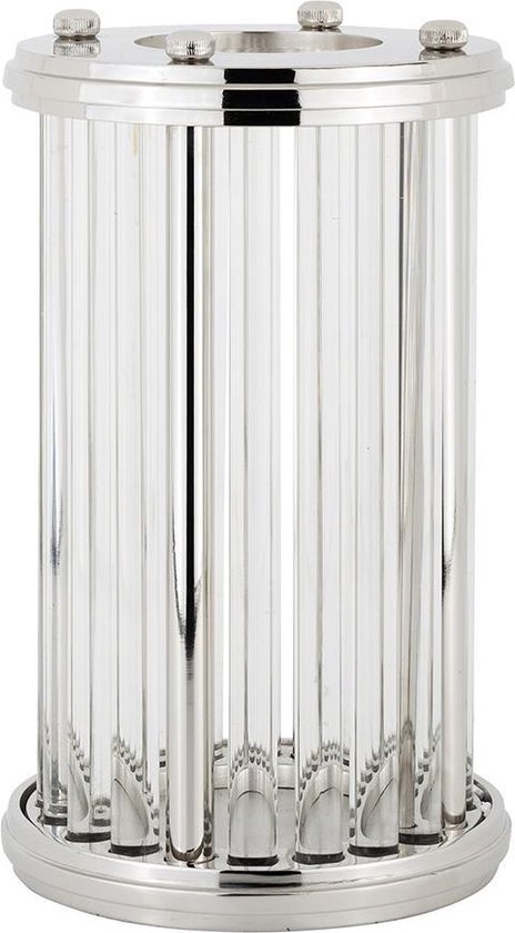 Windlicht glas zilveren rand medium (r-000SP37035) | bol.com