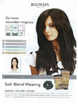 Balmain Soft Blend Weaving 6 application system 25 cm. kleur L8, donkerblond/lichtbruin, 100 % echt haar.