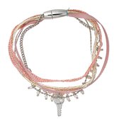 Damesdingetjes - Armband - Sleutel - Roze, zilverkleurig - Met magneetsluiting