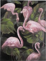 J-Line Schilderij Flamingo'S Canvas Roze/Groen/Zwart